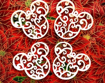 Juego de 8 adornos navideños de Mickey Mouse en espiral 3D para árbol de Navidad.