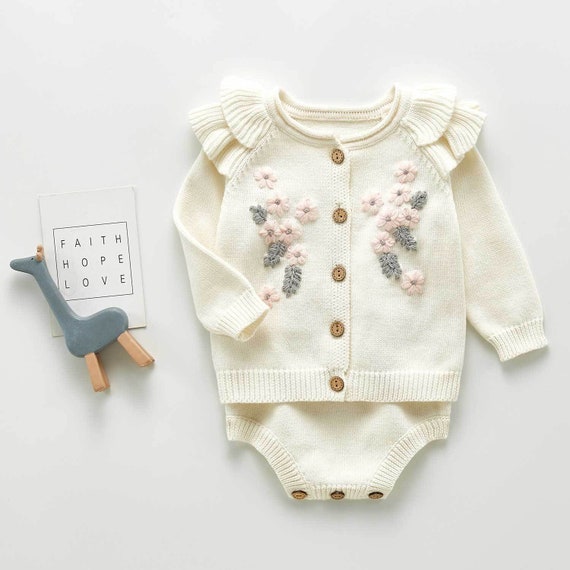 Hand Embroidered Knit Romper \u0026 Cardigan 