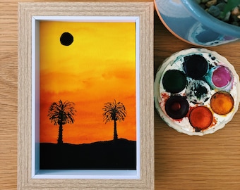 Sunset Silhouette - Original Watercolour