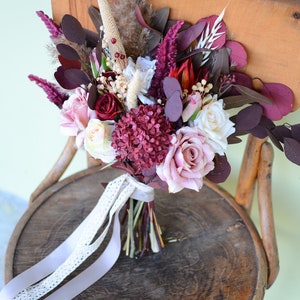 Wedding posy Bridal bouquet Gentle burgundy bouquet boho wedding