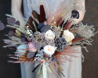 Hochzeitsstrauß Brautstrauß Rosa Pfirsich Blumen Herbst Hochzeit Pampas Gras, Boho Hochzeitsstrauß, Toller Hochzeitsstrauß