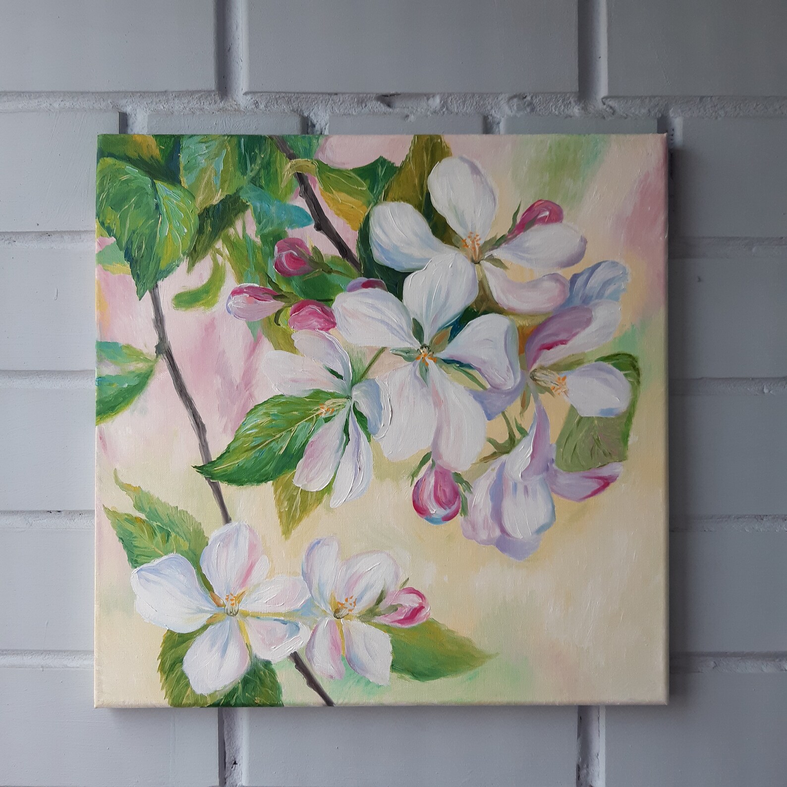 Apple Blossom Painting Original Oil on Canvas Spring Flowers | Etsy