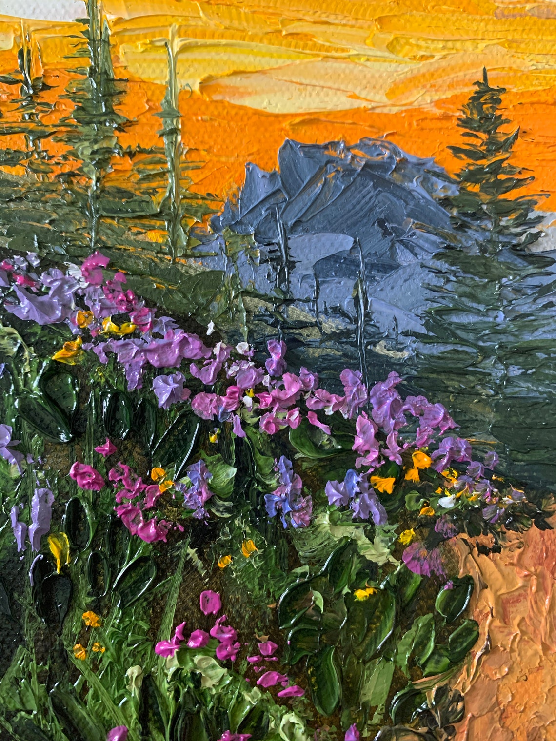 Colourful landscape painting Oil painting Stretched on canvas Etsy