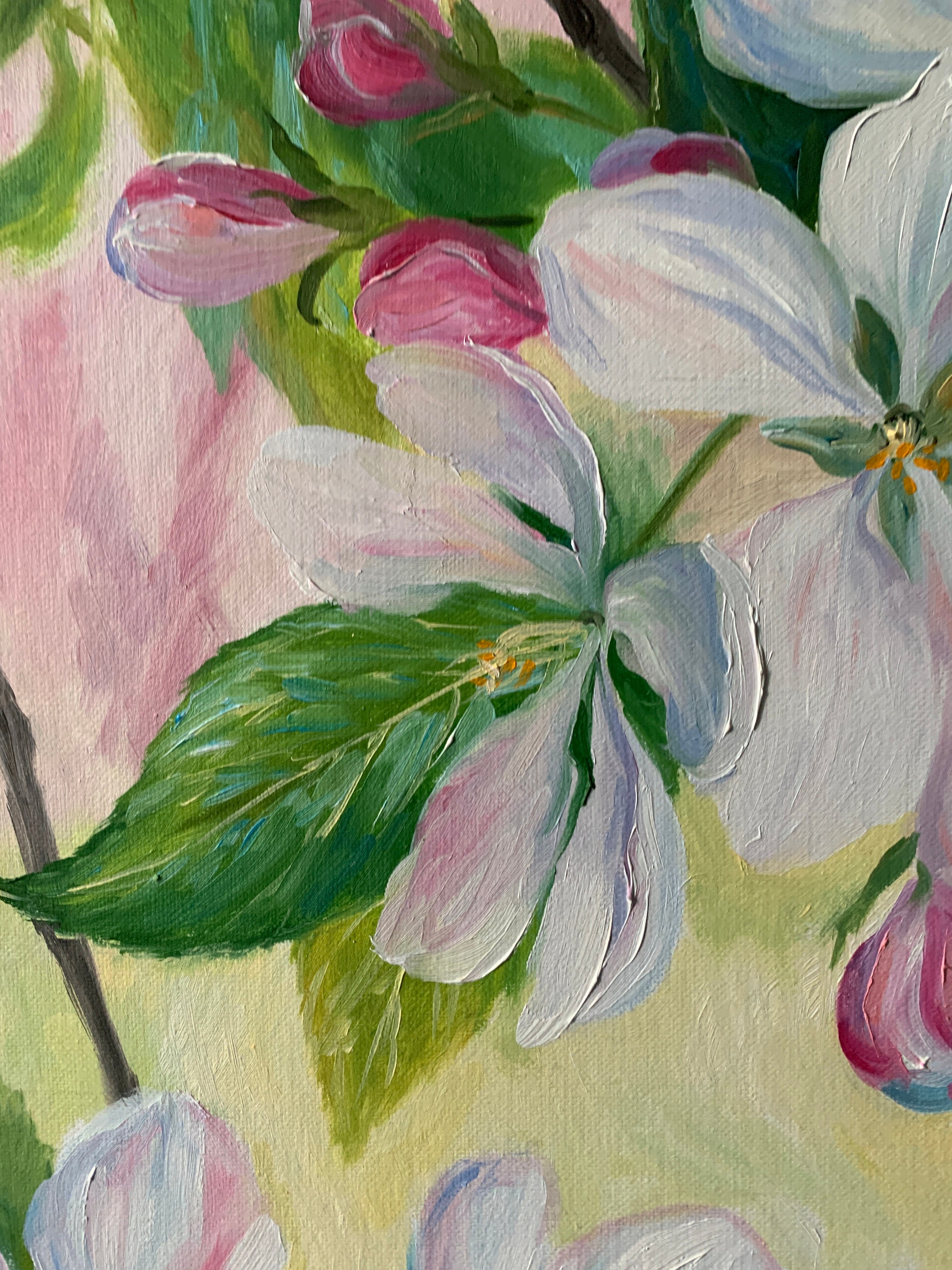 Apple Blossom Painting Original Oil on Canvas Spring Flowers | Etsy