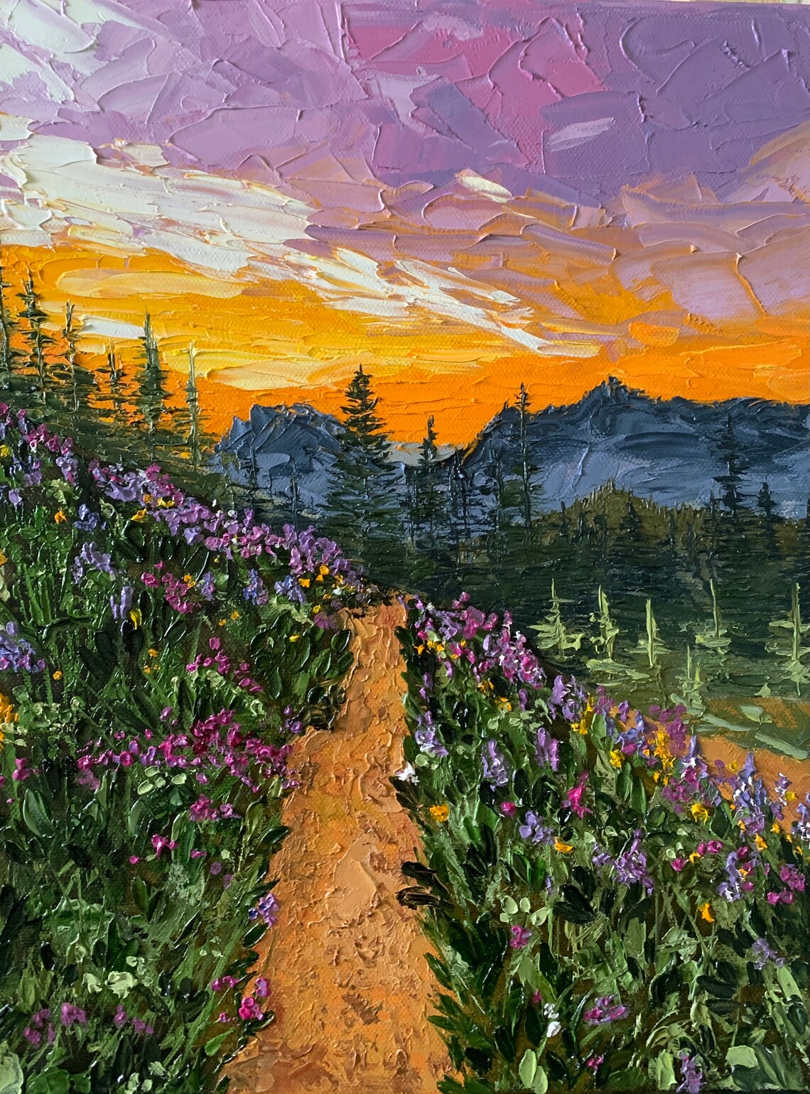 Colourful landscape painting Oil painting Stretched on canvas Etsy