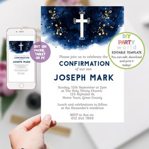 Editable Boy's Confirmation Invitation Printable - Etsy Canada