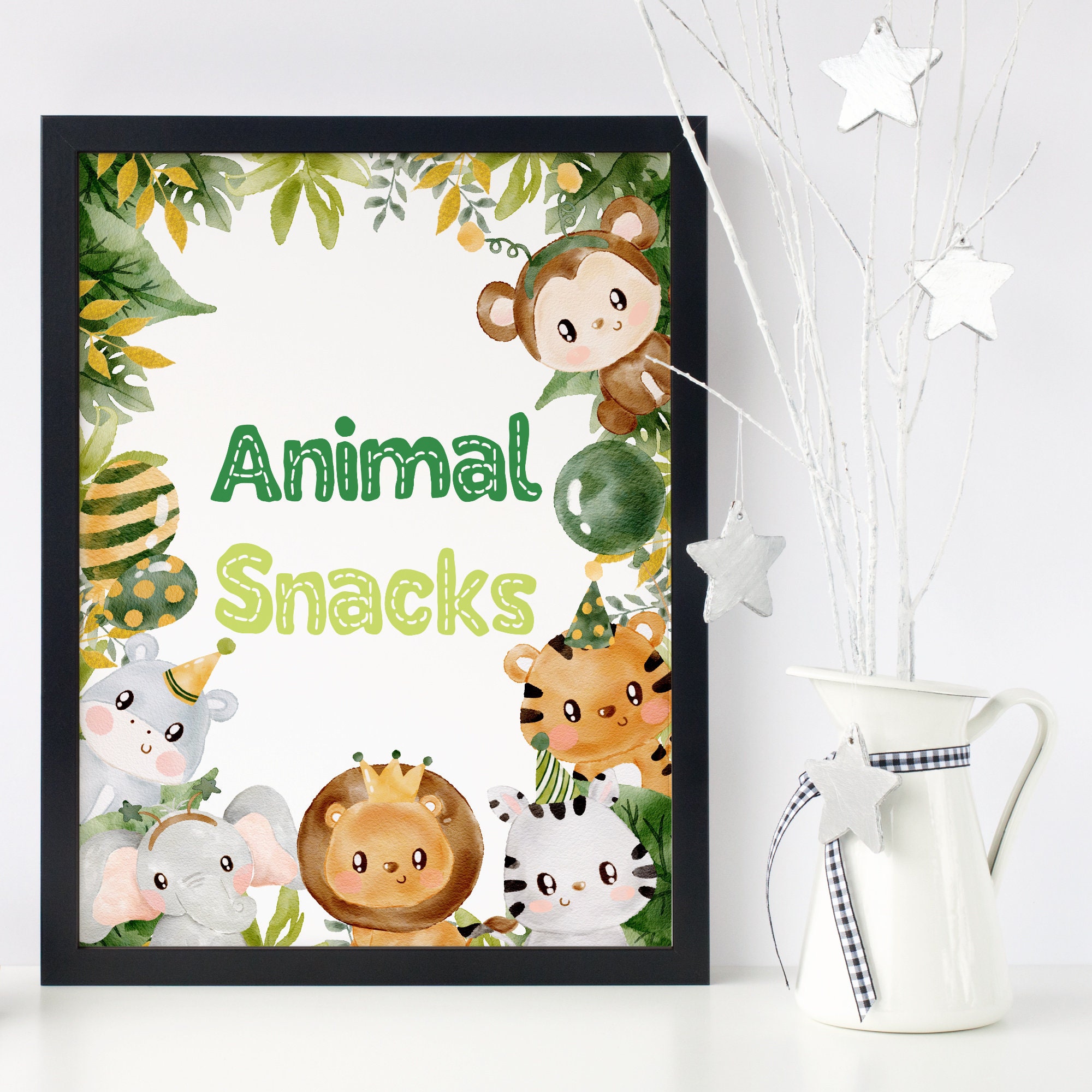 Safari Animal Snacks Sign Printable Safari Animal Table - Etsy