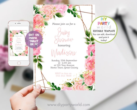 Editable Baby Shower Invitation Printable Baby Shower Invite | Etsy