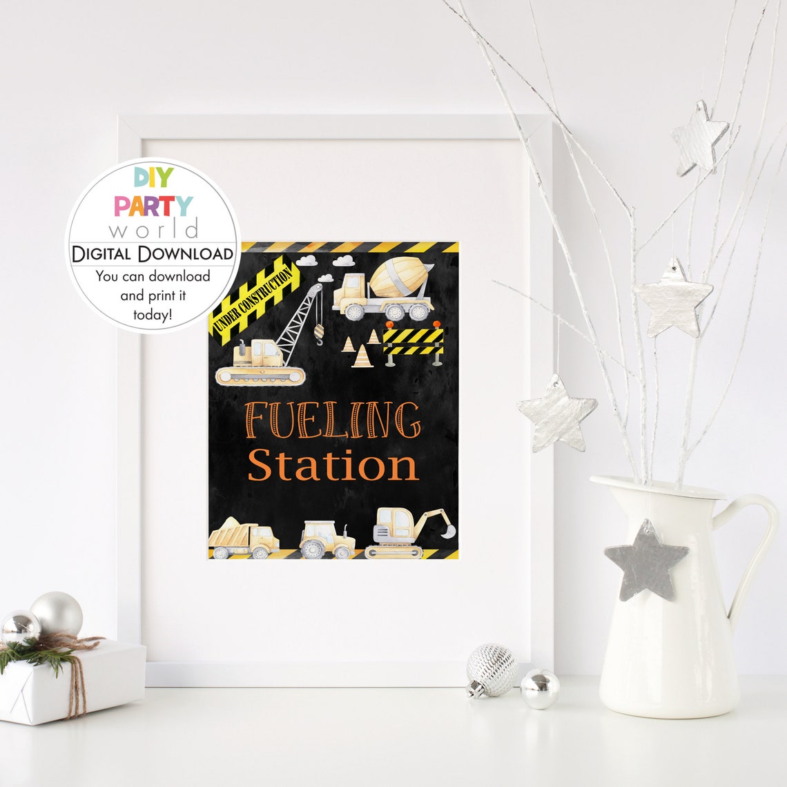 Construction Fueling Station Party Sign Printable - Etsy