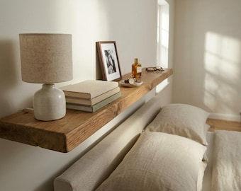 Floating Shelf Chunky Rustic Farmhouse Solid Wood + Fixings- 22cm Deep-lengths 30cm - 150cm-5 Colour Options