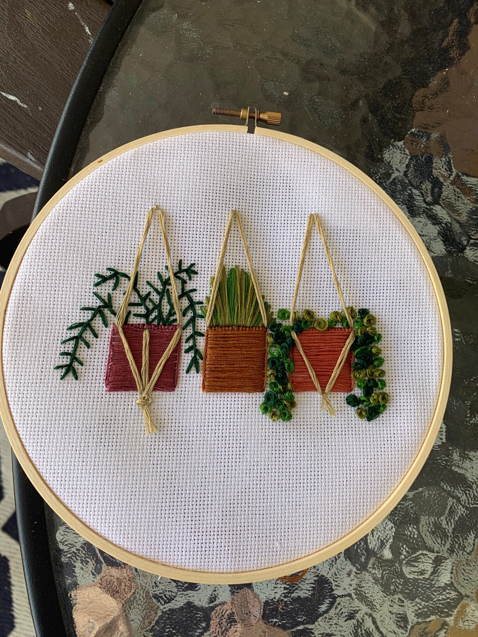 Custom hanging flower pot embroidery  etsy Custom hanging flower pot embroidery  etsy