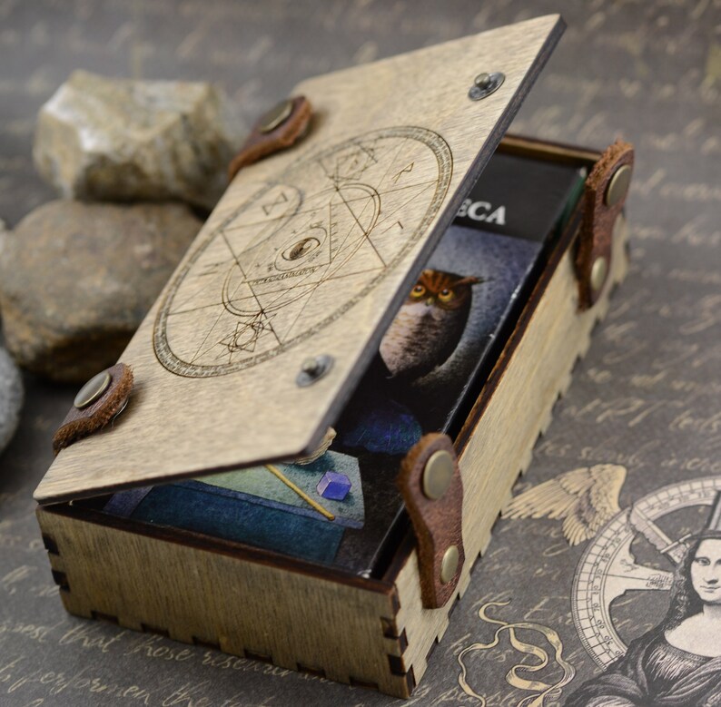 Wood Tarot card box Witchcraft box Engraved wood box Tarot Etsy