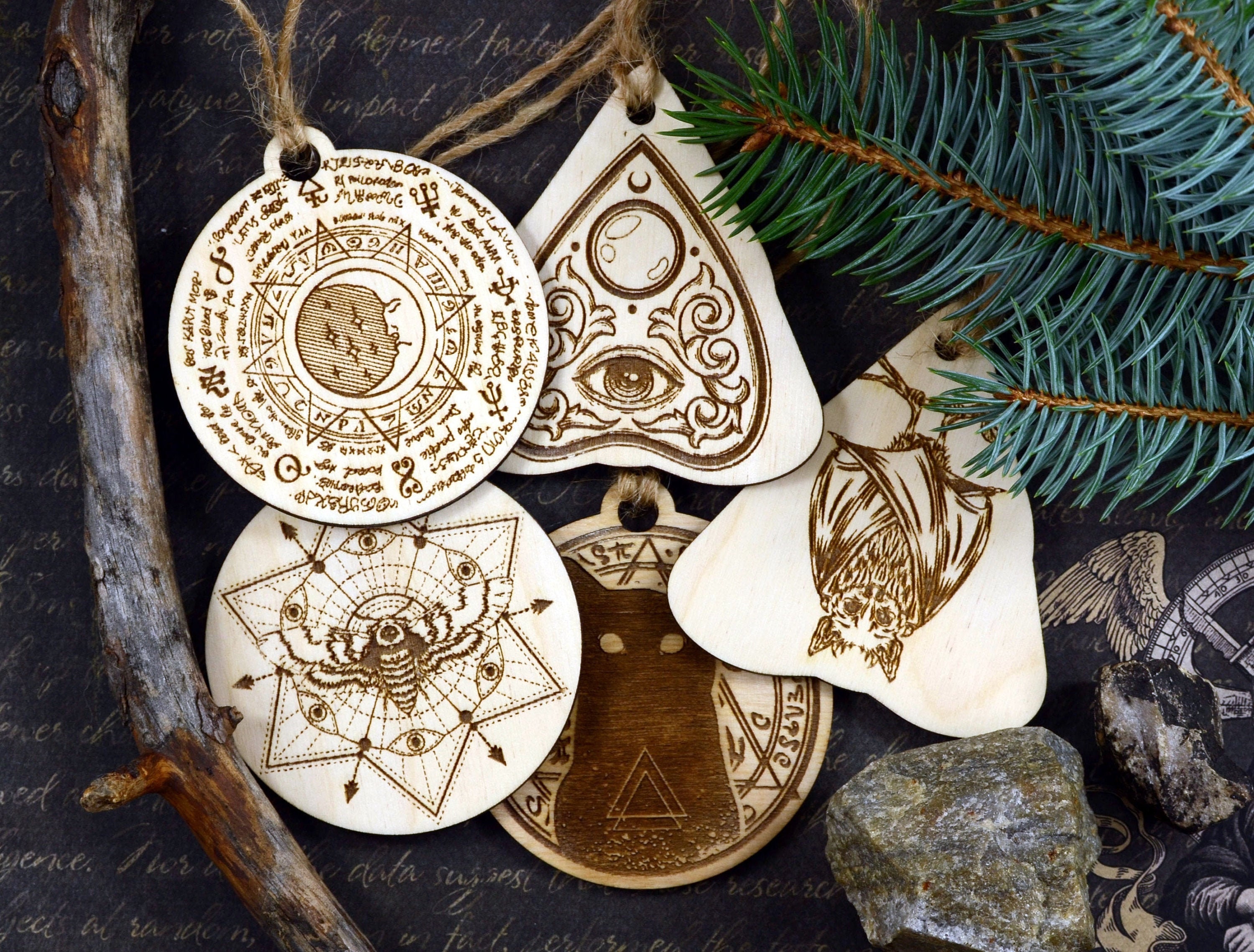 Set of 5 Witch Christmas ornaments Winter solstice decoration | Etsy