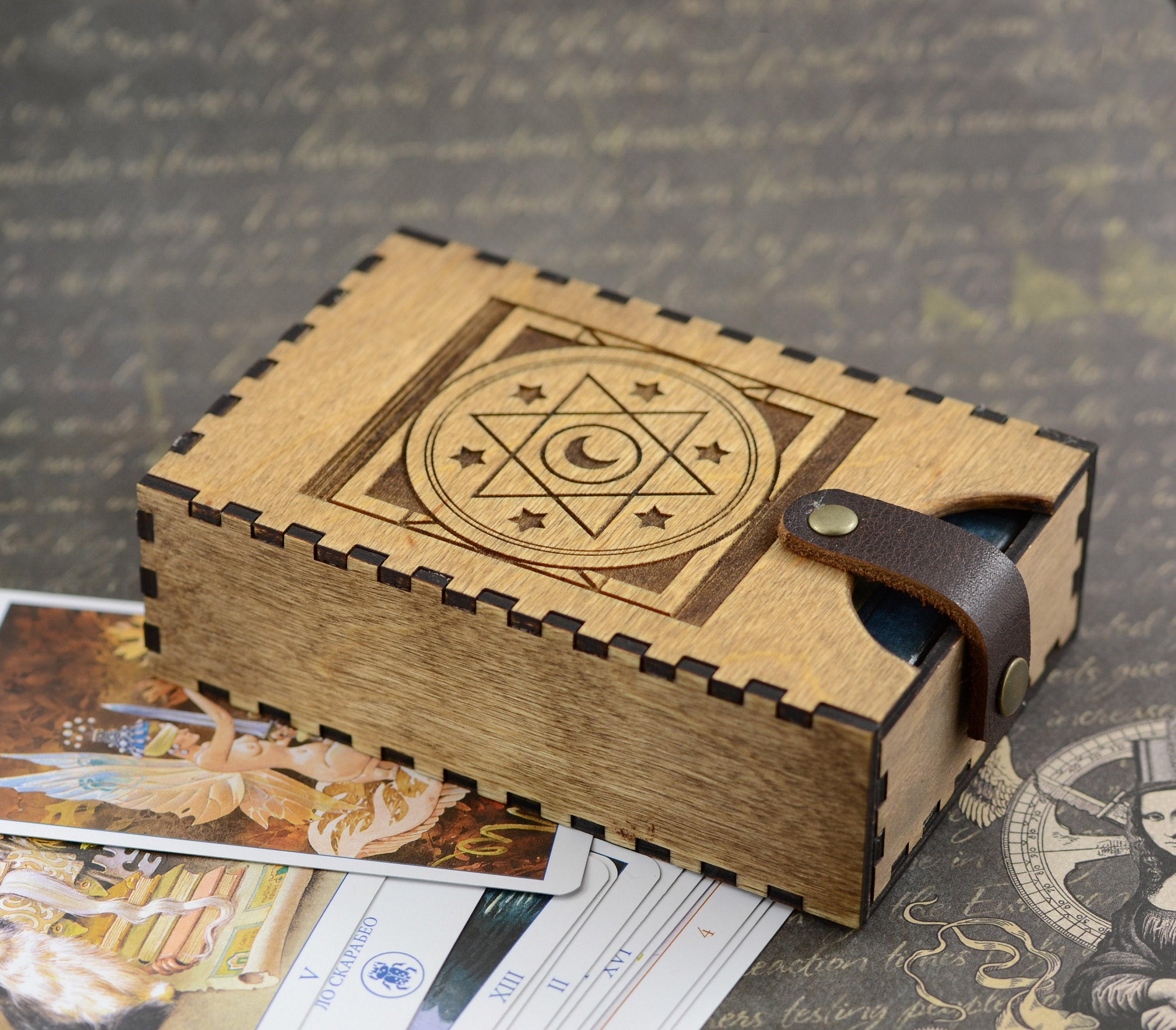 Tarot card box Tarot deck box Wood gift box Wooden keepsake Etsy