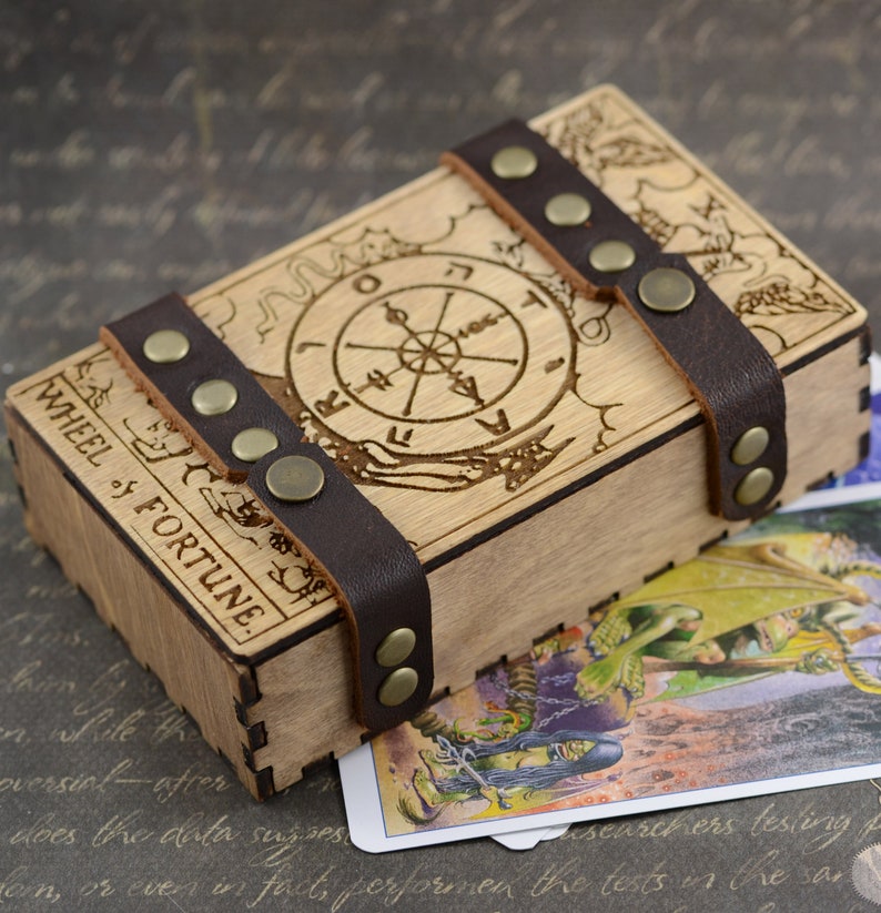 Wheel of Fortune Tarot box Wooden Tarot card box Wooden Etsy