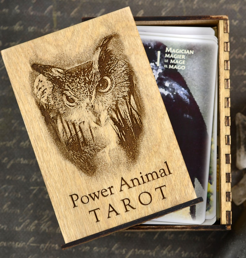 Tarot Cards Gift Set Power Animal Tarot Deck in Wood Gift Box Etsy