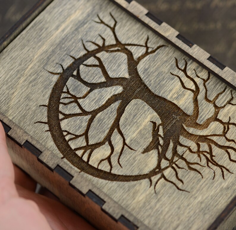 Wood Tarot deck box Large Tarot card box 3 x 5 Engraved wooden Etsy