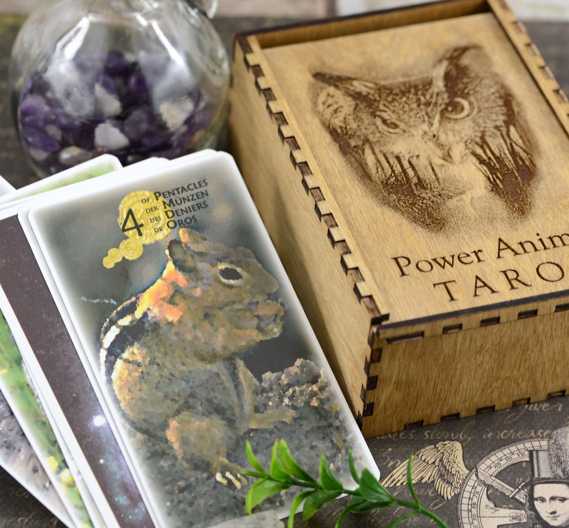 Tarot cards gift set Power Animal Tarot deck in wood gift box Etsy