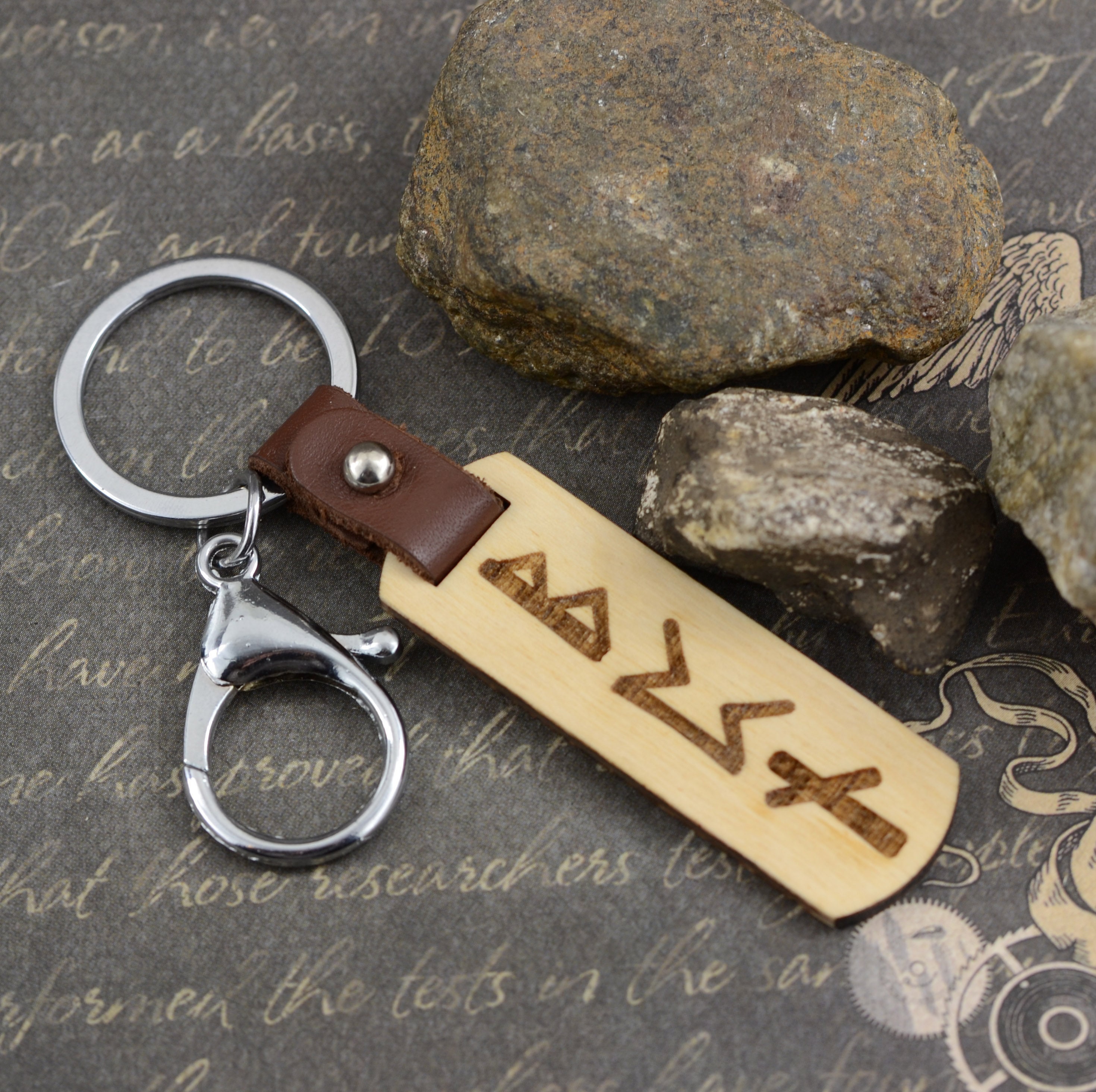 Love Amulet keychain Viking Rune keychain Engraved wooden Etsy