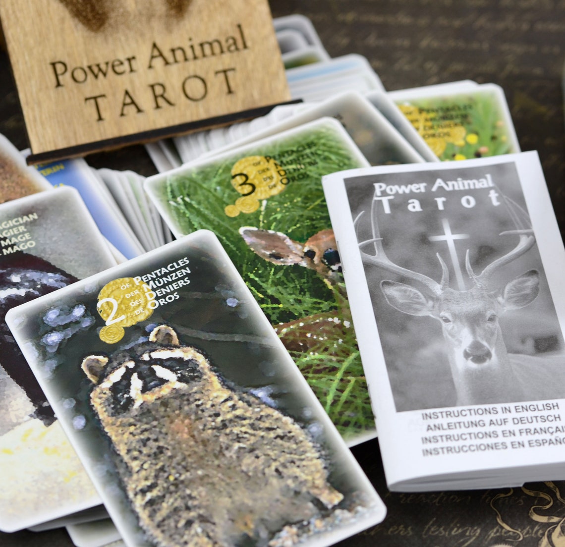 Tarot cards gift set Power Animal Tarot deck in wood gift box Etsy