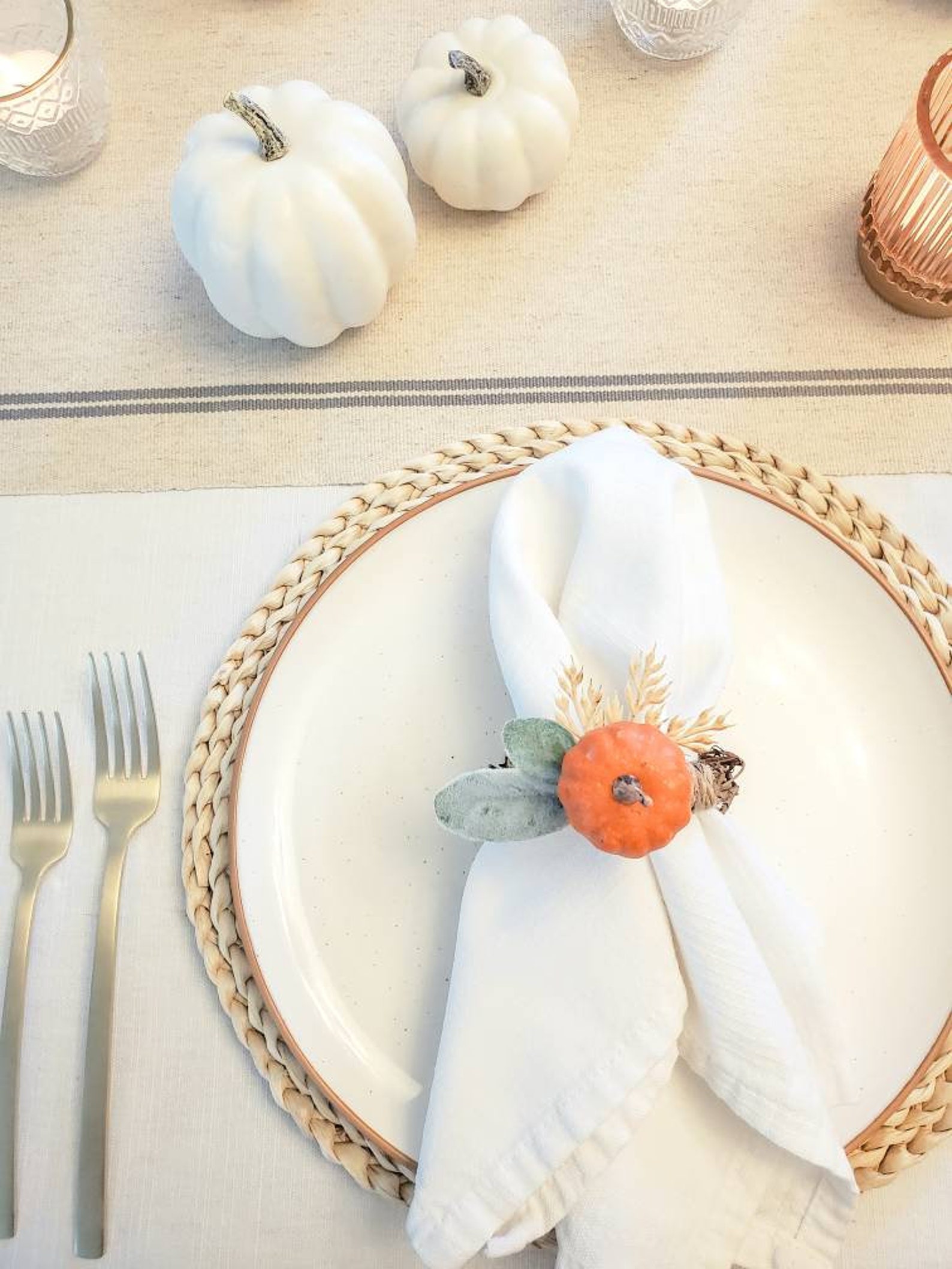 Pumpkin Lamb's Ear Thanksgiving Napkin Rings Pumpkin Etsy
