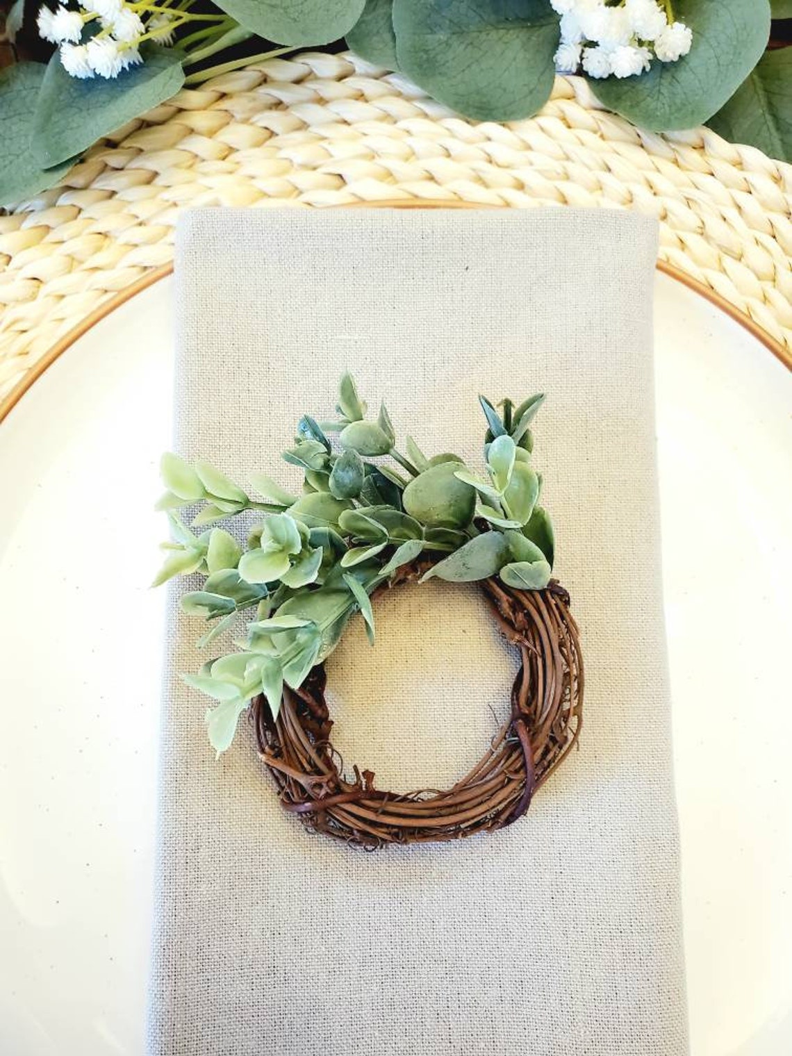 Eucalyptus Grapevine Napkin Rings Etsy