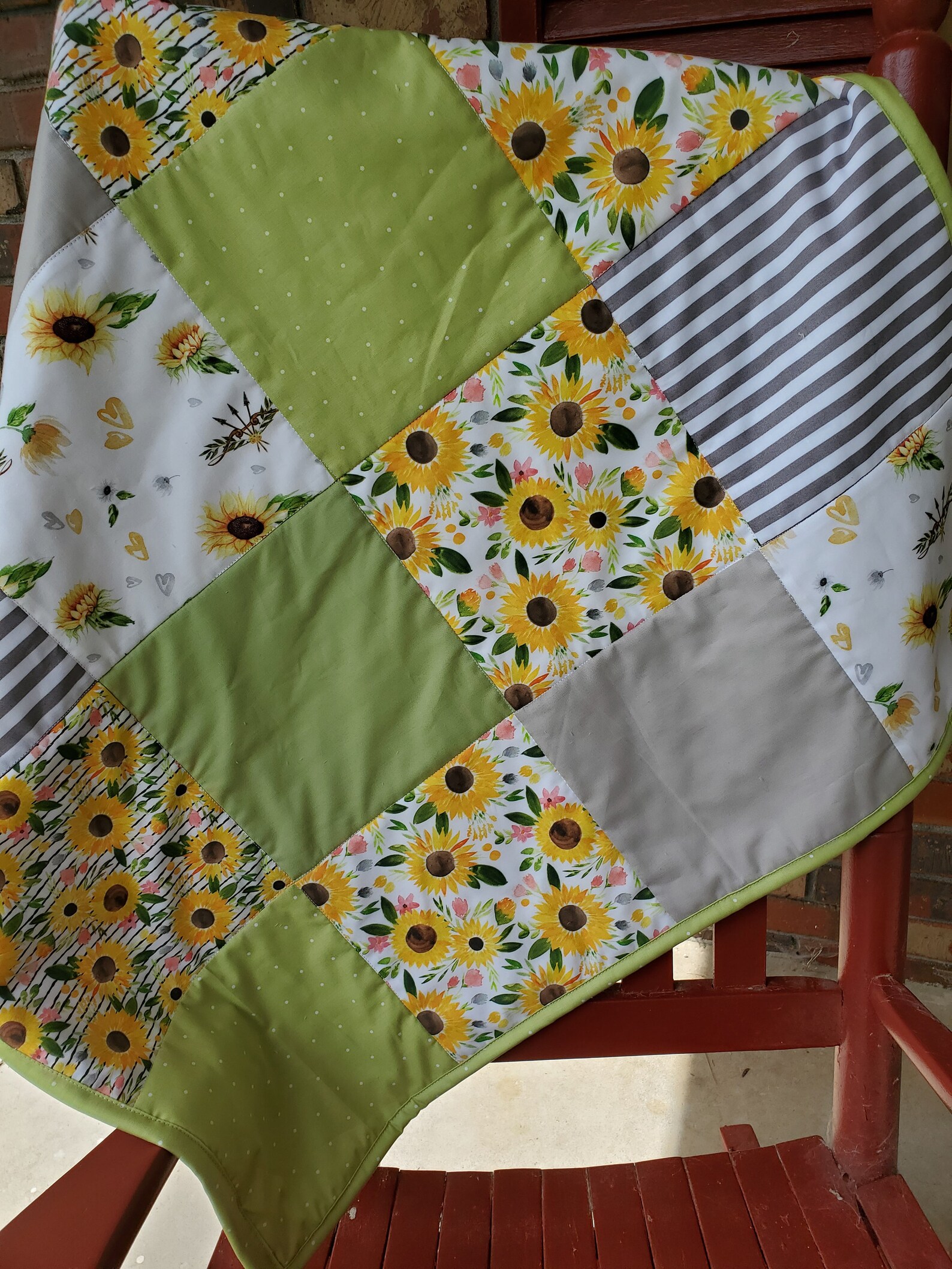 Sunflower Baby Quilt Handmade Sunflower Baby Quilt Patchwork Etsy