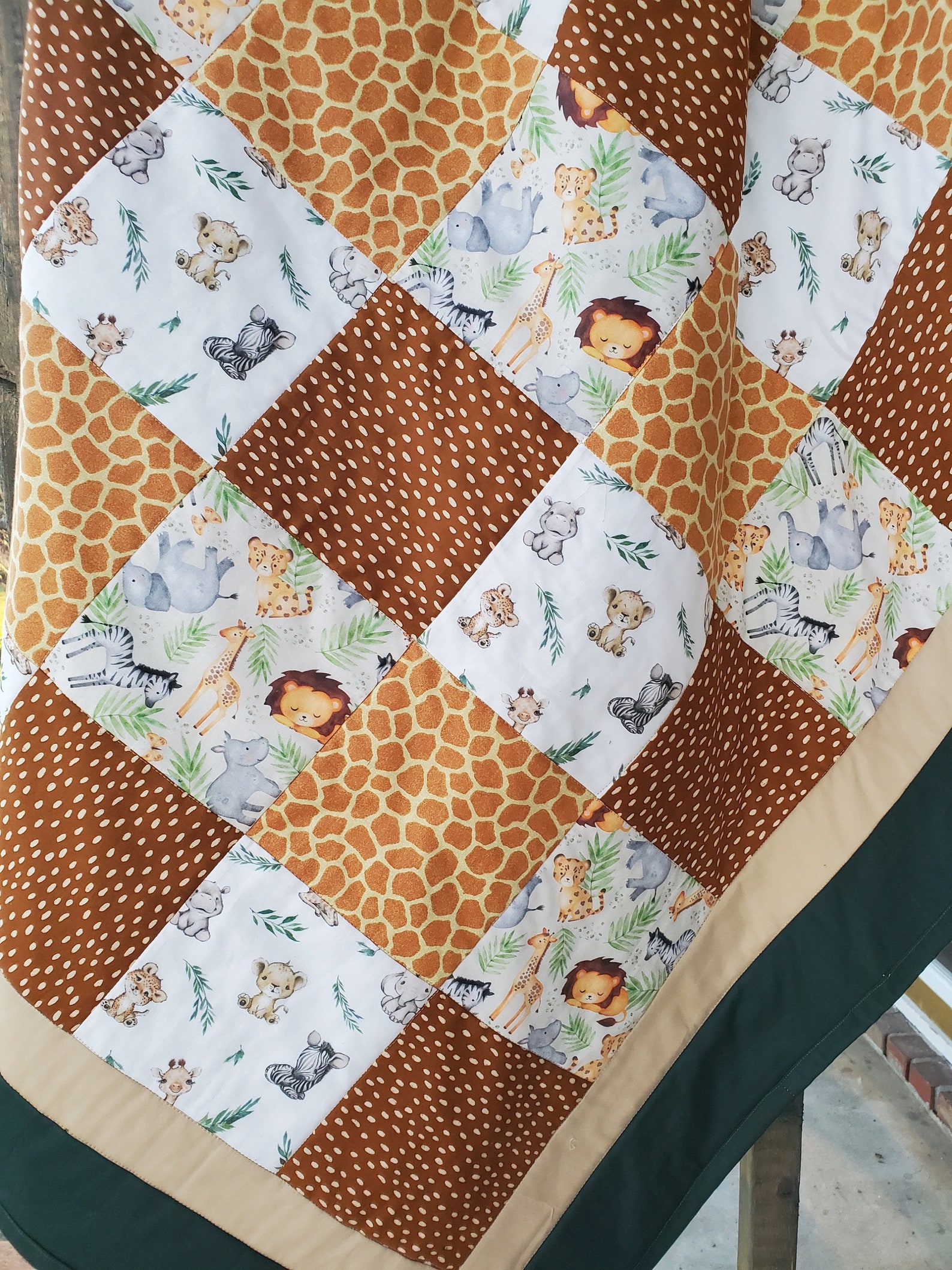 Safari Baby Quilt African Animals Baby Quilt Handmade Safari Etsy