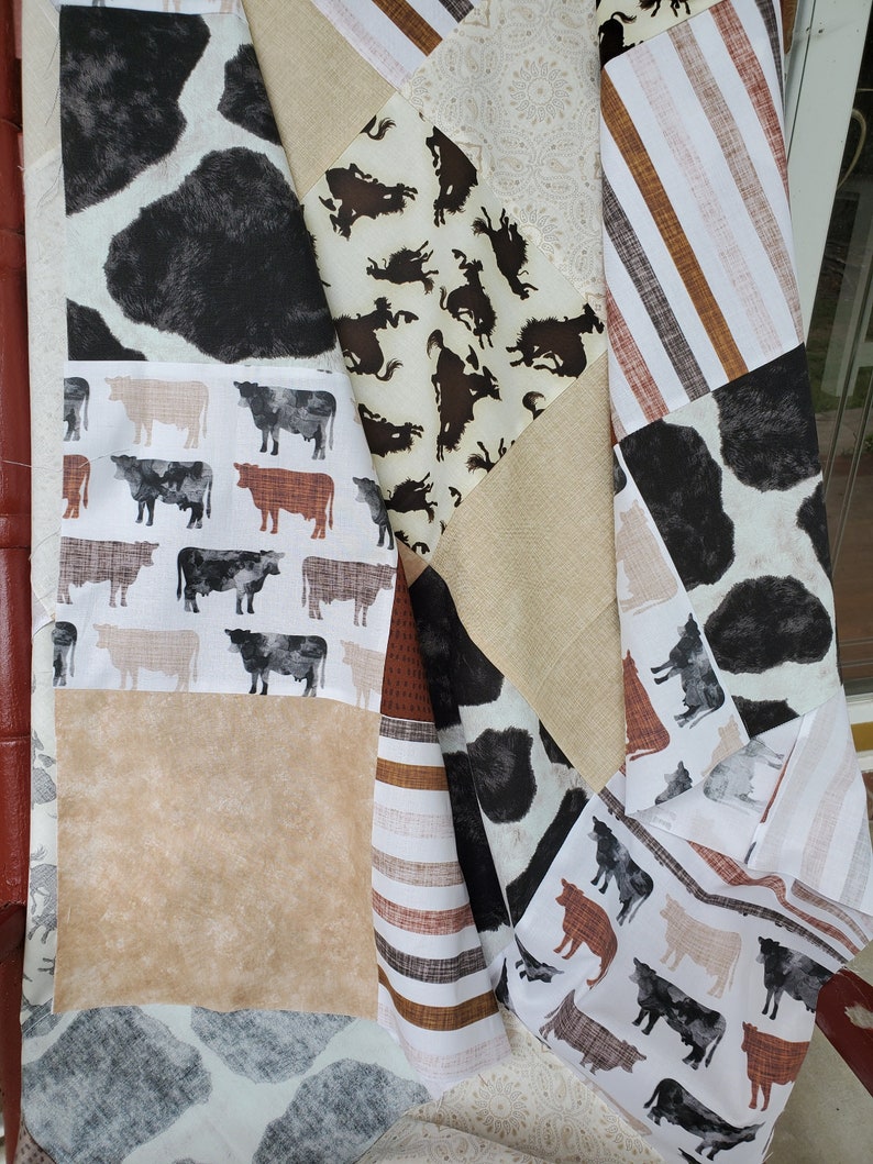 Personalized Cow Print Quilt Boho Cow Quilt Farm Quilt Etsy