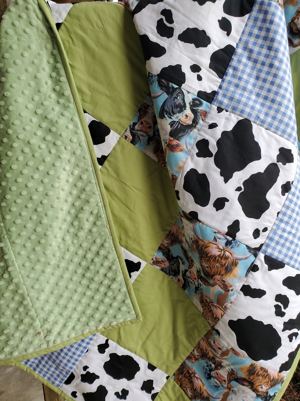Personalized Cow Print Quilt Cow Quilt Farm Quilt Handmade Etsy