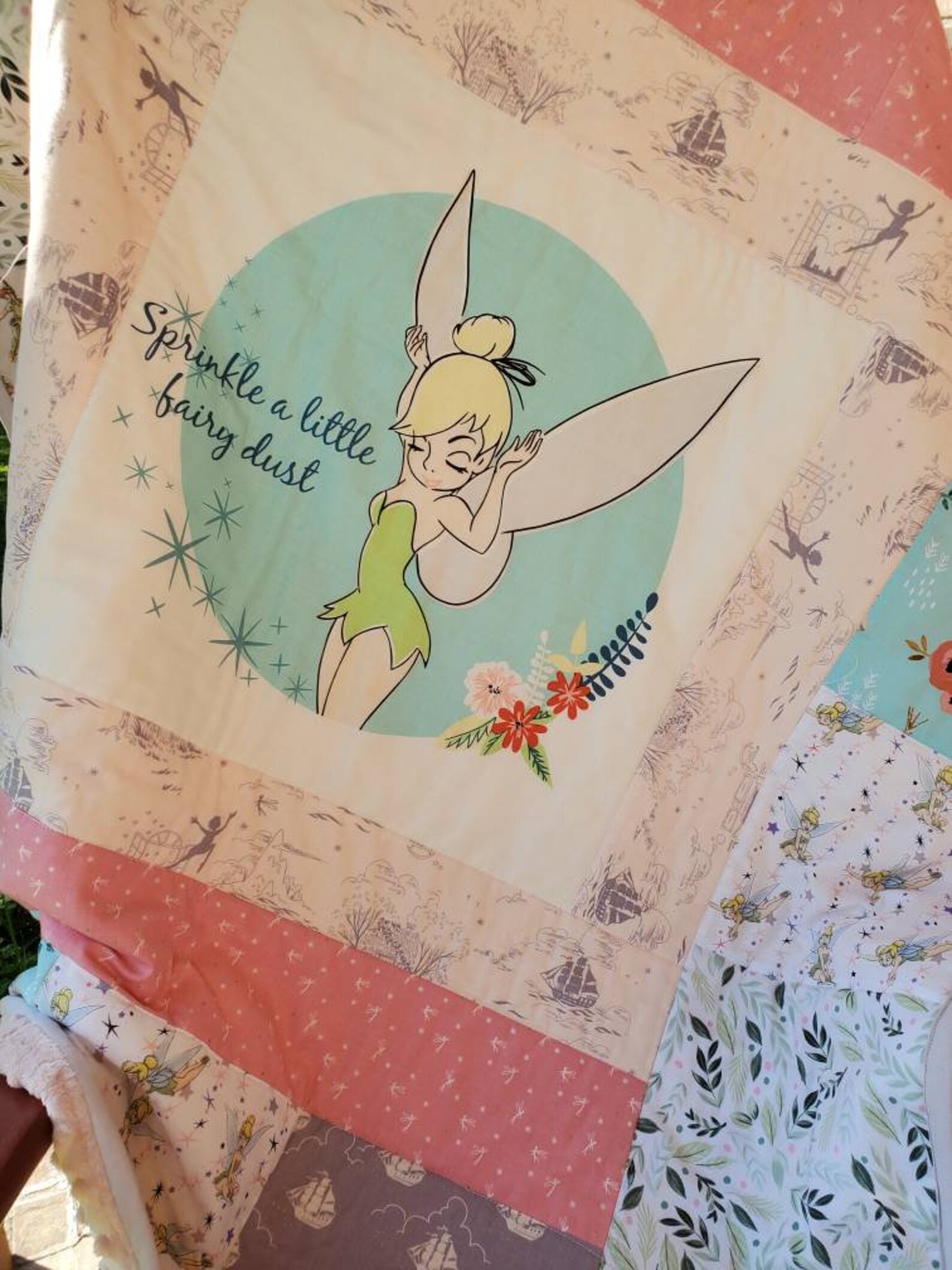 Tinkerbell Baby Quilt Peter Pan Baby Quilt Tinkerbell Crib Etsy