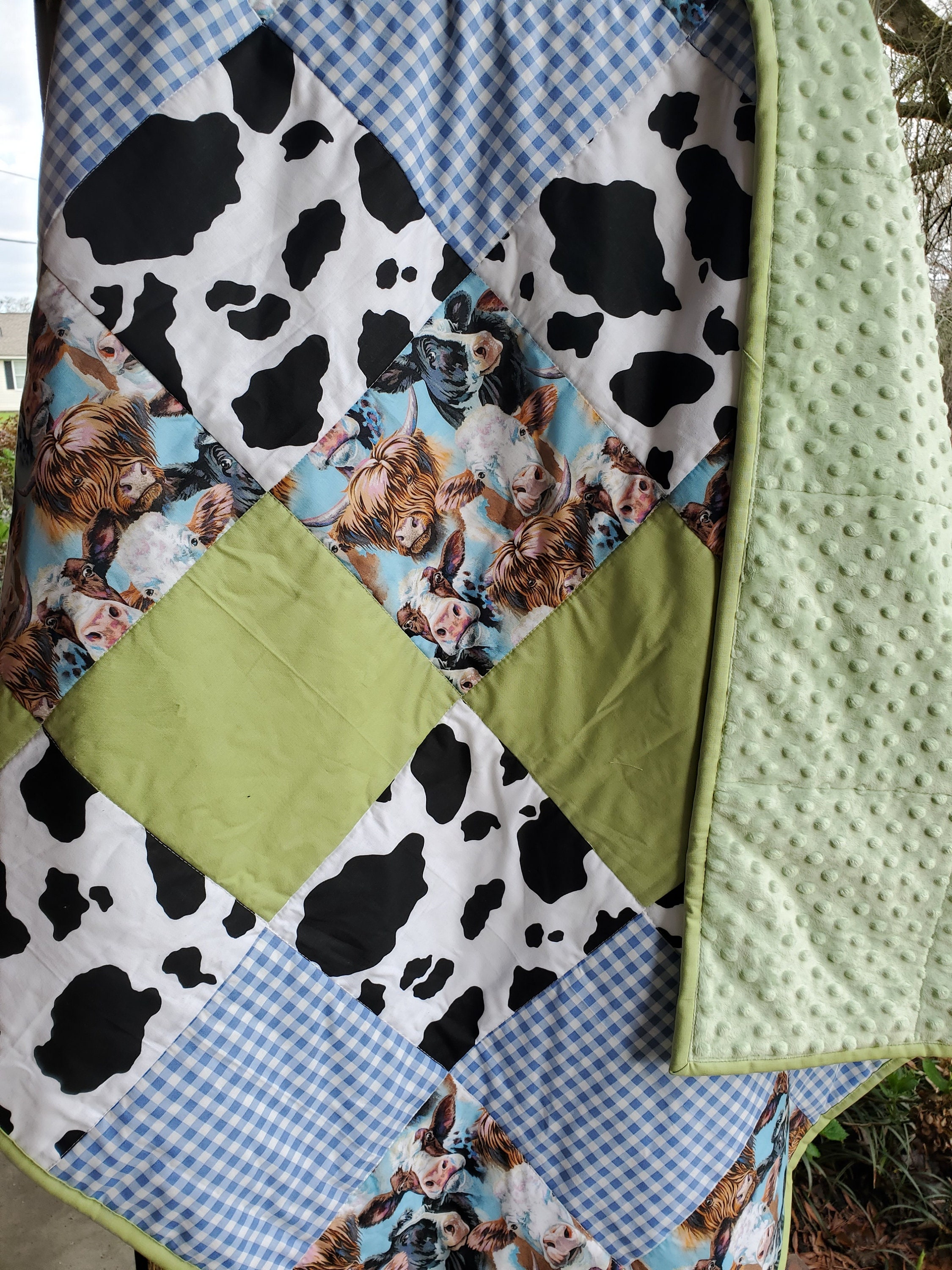 Personalized Cow Print Quilt Cow Quilt Farm Quilt Handmade Etsy