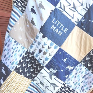 Handmade Duck Patchwork Baby Quilt: Rustic Woodland Nursery Decor