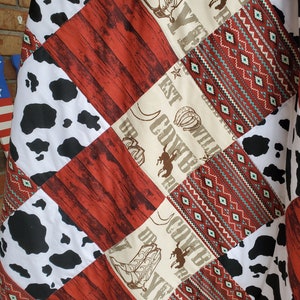 Rustic Charm: Handmade Patchwork Western Baby Quilt for Cozy Cuddles, Cowboy Baby Quilt