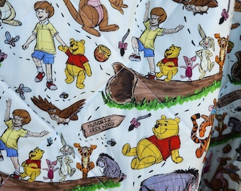 Winnie the Pooh Quilt, Handmade Winnie the Pooh Quilt, Personalized Baby Quilt, Whole Cloth Baby Quilt, Hundred Acre Wood Quilt