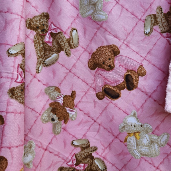 Adorable Handmade Teddy Bear Baby Blanket for Girl, Teddy Bear Lovey Blanket, Baby Shower Gift  for a girl, Personalized Teddy Bear Blanket
