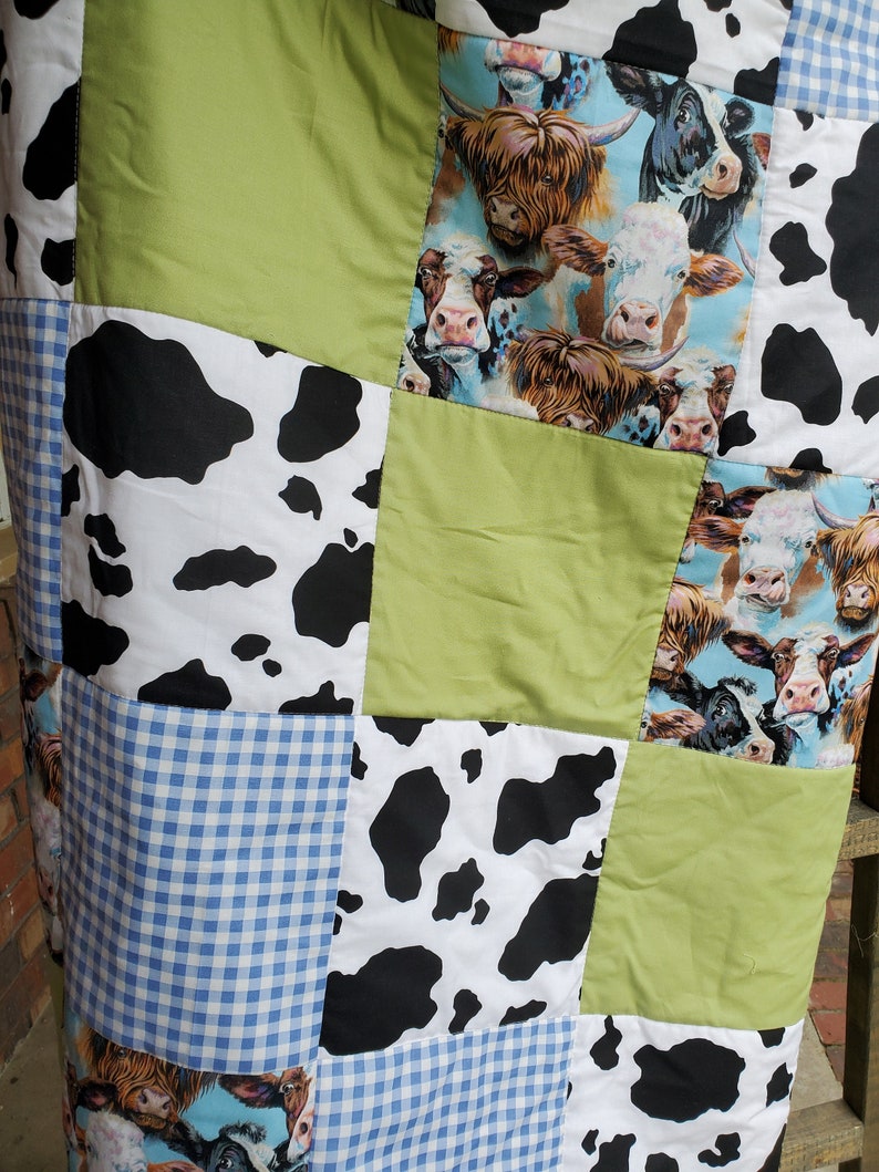 Personalized Cow Print Quilt Cow Quilt Farm Quilt Handmade Etsy