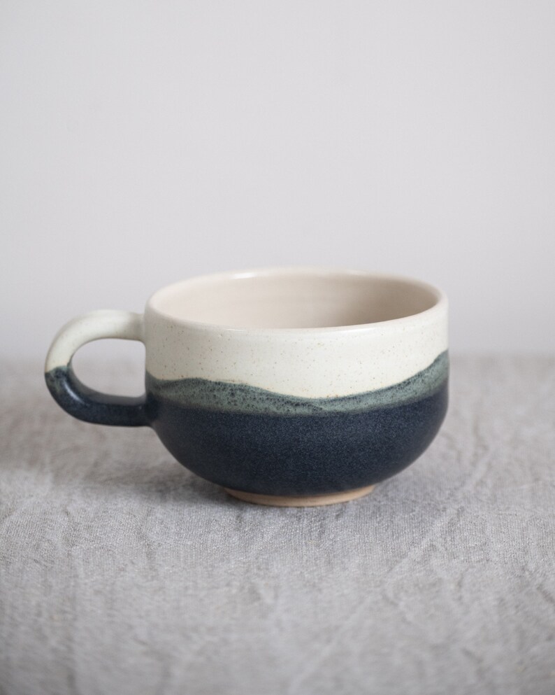 Handmade Mug, Ceramic stoneware footed mug, coffee, tea, Shoreline image 1