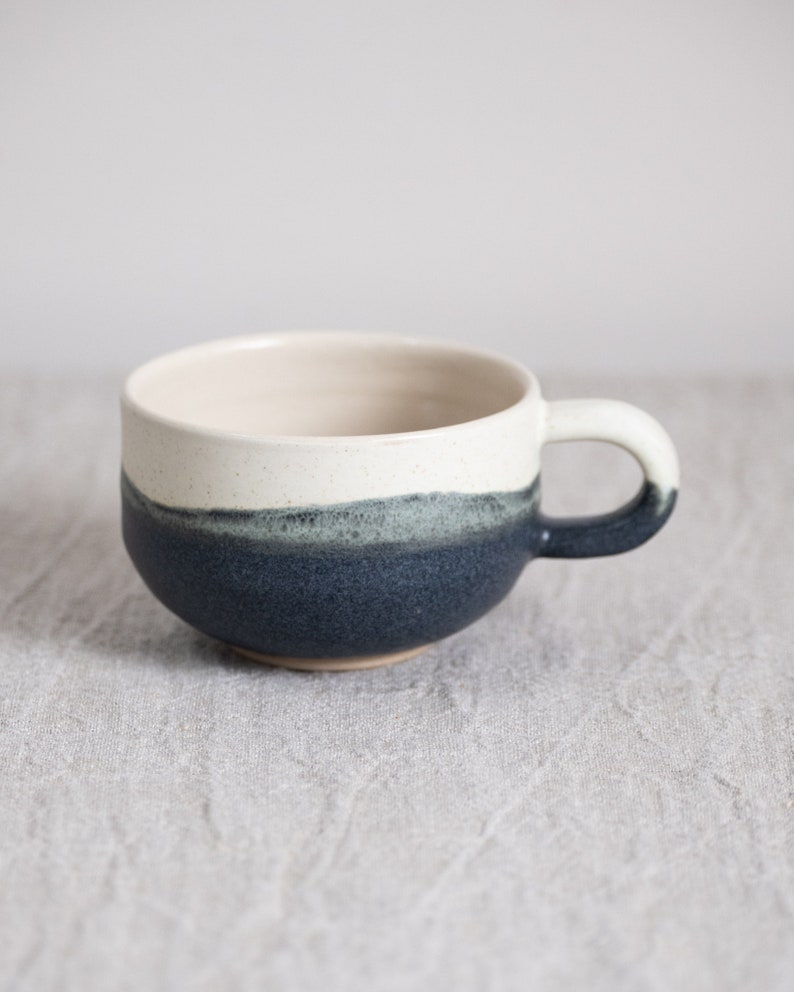 Handmade Mug, Ceramic stoneware footed mug, coffee, tea, Shoreline image 3