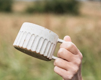 Handmade Ceramic Mug, Stoneware, Fluted, Coffee mug, Tea Mug, Coffee Gift
