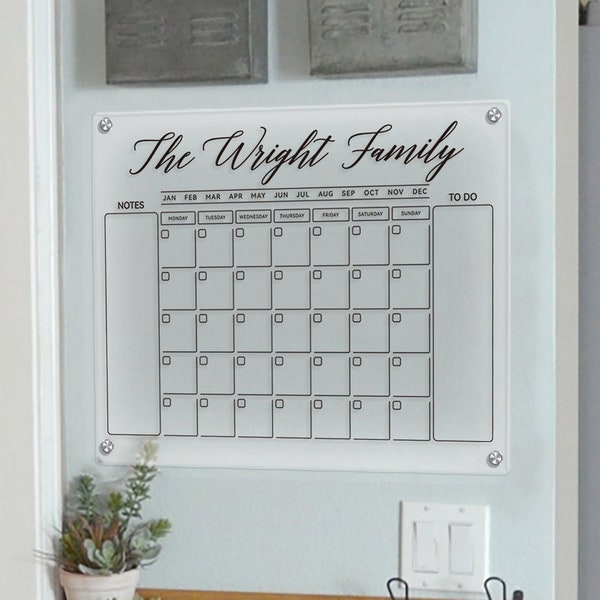 Custom calendar for family command center, Dry erase wall calendar, Monthly wall calendar for kitchen, Custom family planners for mudroom