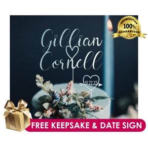 Toppers Torta Sposa e Scopa - Matrimonio Rustico - Topper in Legno Personalizzato - Topper in Oro Rosa - Battesimo Anniversario Compleanno Baby shower