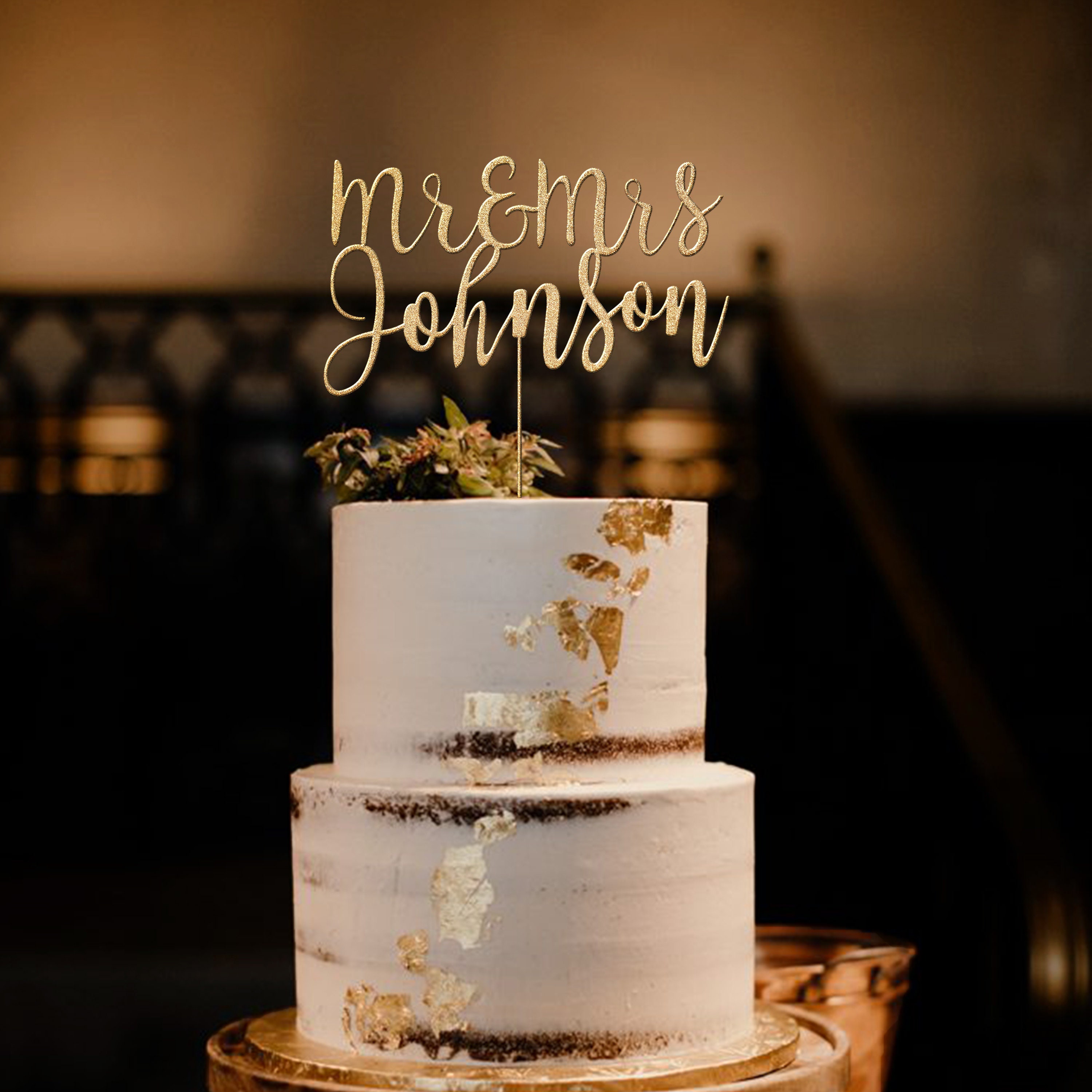 Johnson Cake Topper Last Name Cake Toppers for Wedding - Rose Gold Cake Topper Personalized ...