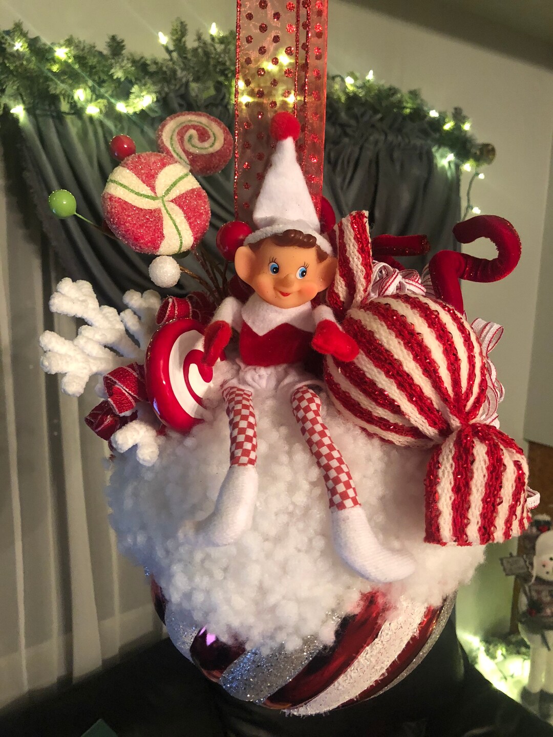Oversized Candy Cane and Elf Ornament/ Elf/ Candy Etsy