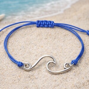 Bracciale con onda oceanica, bracciale nautico regolabile, gioielli in macramè, gioielli con onda in acciaio inossidabile, bracciale da spiaggia minimalista, regalo ispirato al mare