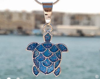 Schildkröte Schmuck, Schildkröte Anhänger, Blaue Schildkröte Halskette, Meerestier Liebhaber Geschenk, Nautisches Accessoire, Ozean Anhänger, Sommer Schmuck, Leben am Strand