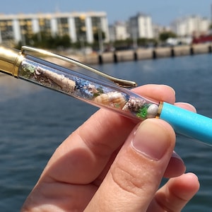 Bolígrafo del mar, Boligrafo caracolas marinas, Pluma cristal de mar, Estilo de sirena, Vidrio marino, Regalo para profesor, Pluma original