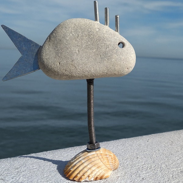 Fish sculpture, Fish decor, Stone fish, Fish ornament, Fish statue, Ocean fish, Sea fish, Beach fish, Beach house decor, Sea decor, Sea art