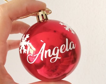 Personalized Christmas ball, Name Ornament Customized, Christmas tree ornament, Xmas decoration, Hanging red ball, secret santa unique gift