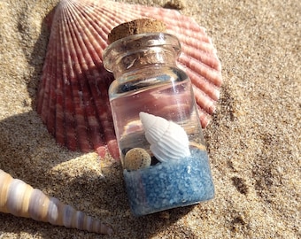Resin Ocean in a bottle, resin magnets, seashells in a jar, nautical decor for a beach house, tiny resin beach in a bottle, real moss decor